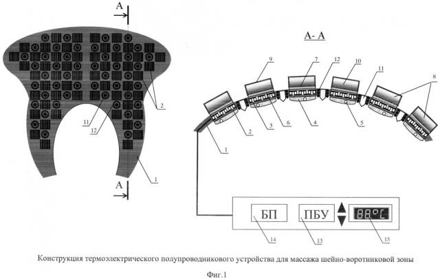 Термоэлектрическое полупроводниковое устройство для массажа шейно-воротниковой зоны (патент 2641850)