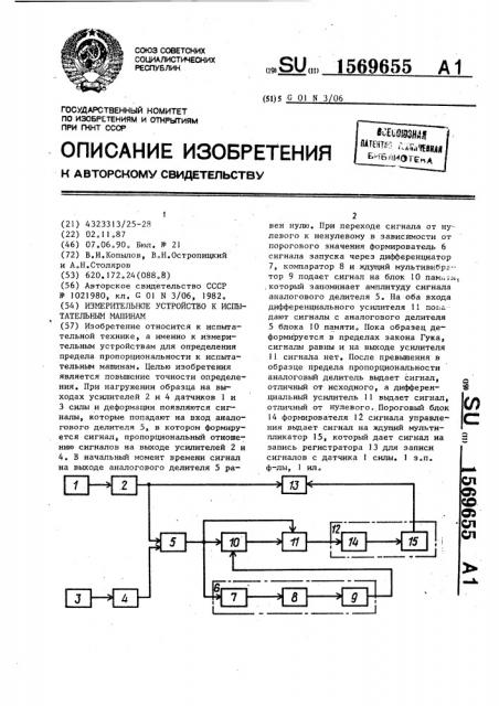 Измерительное устройство к испытательным машинам (патент 1569655)