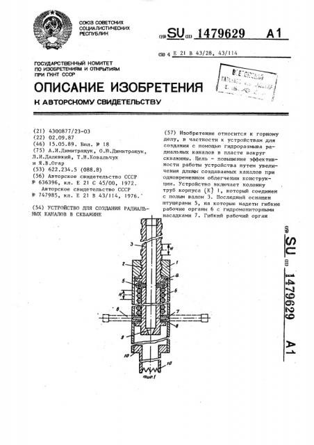 Устройство для создания радиальных каналов в скважине (патент 1479629)