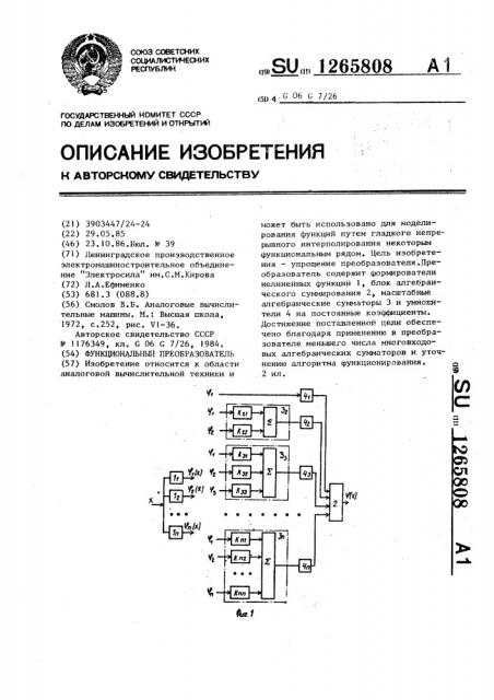 Функциональный преобразователь (патент 1265808)