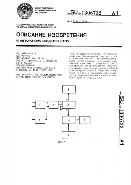 Устройство индикации формирования печатных строк (патент 1306732)