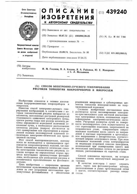 Способ электронно-лучевого генерирования рисунков топологии микроприборов и микросхем (патент 439240)