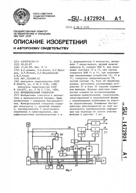 Функциональный генератор (патент 1472924)