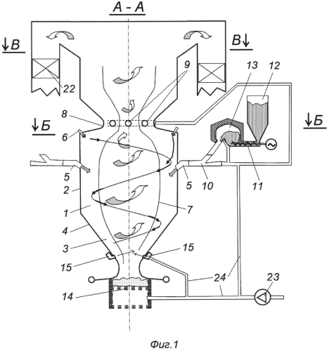 Вихревая камерная топка (патент 2573078)