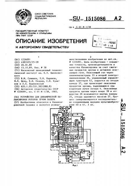 Устройство для динамической балансировки роторов лучом лазера (патент 1515086)