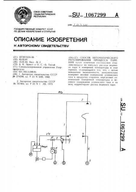 Способ автоматического регулирования процесса горения (патент 1067299)