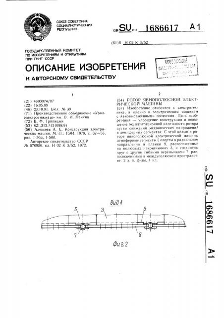 Ротор явнополюсной электрической машины (патент 1686617)