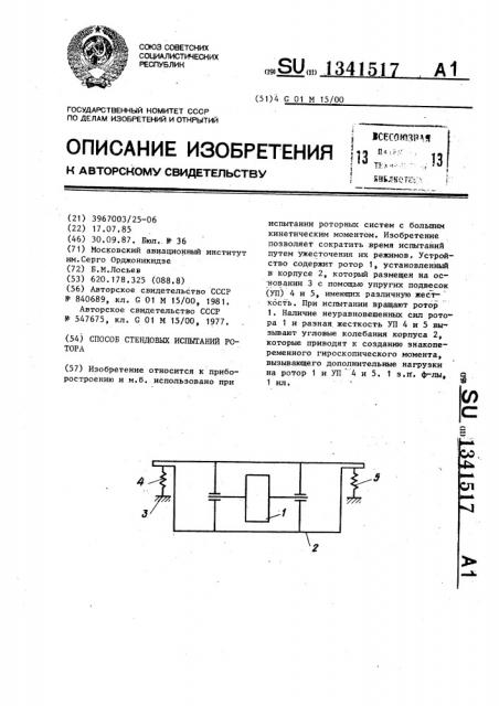 Способ стендовых испытаний ротора (патент 1341517)