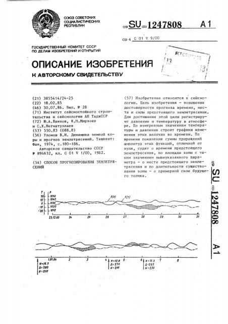 Способ прогнозирования землетрясений (патент 1247808)