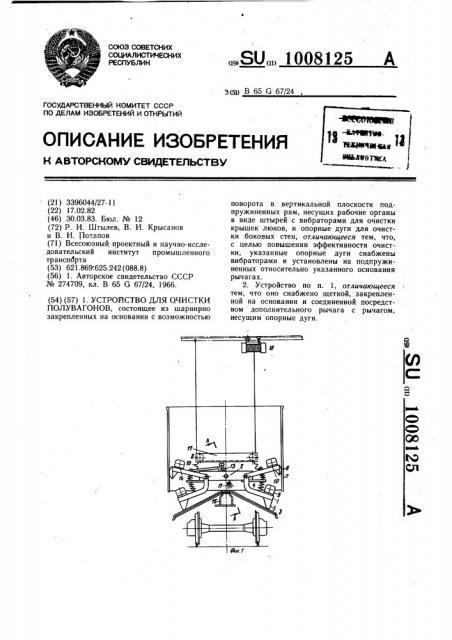Устройство для очистки полувагонов (патент 1008125)