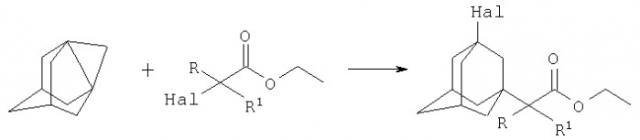 Способ получения 3-галоген-1-(этоксикарбонил)алкиладамантанов (патент 2301796)