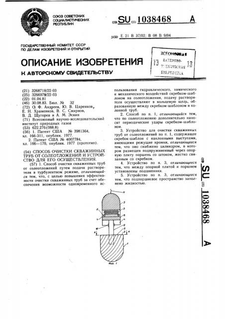 Способ очистки скважинных труб от солеотложений и устройство для его осуществления (патент 1038468)