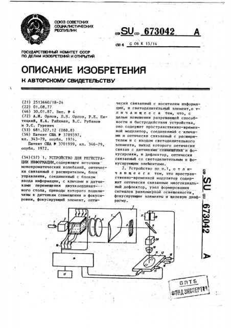 Устройство для регистрации информации (патент 673042)