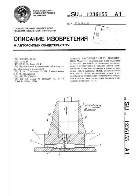 Распределитель поршневых машин (патент 1236155)