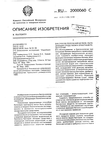 Способ получения белков, обладающих сродством к опиатным рецепторам (патент 2000060)