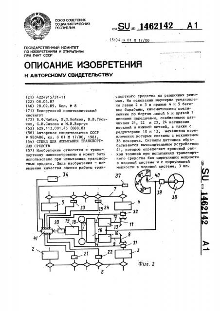 Стенд для испытания транспортных средств (патент 1462142)