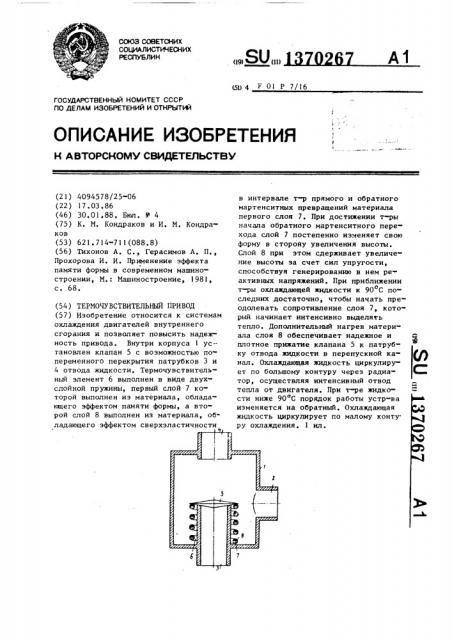 Термочувствительный привод (патент 1370267)