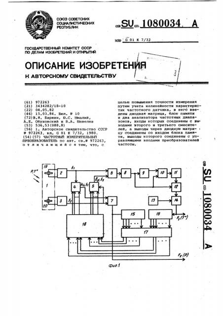 Частотный измерительный преобразователь (патент 1080034)