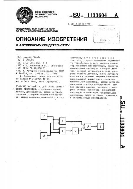 Устройство для счета движущихся предметов (патент 1133604)