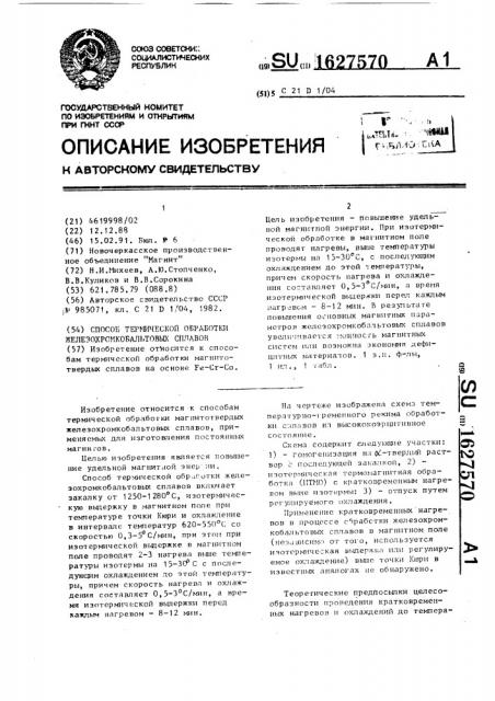 Способ термической обработки железо-хром-кобальтовых сплавов (патент 1627570)