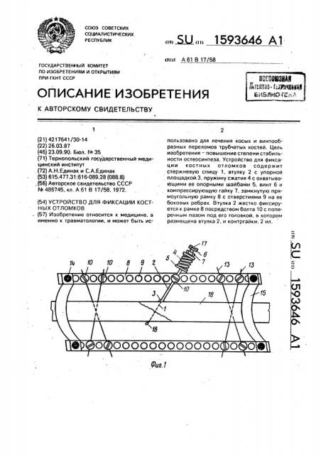 Устройство для фиксации костных отломков (патент 1593646)