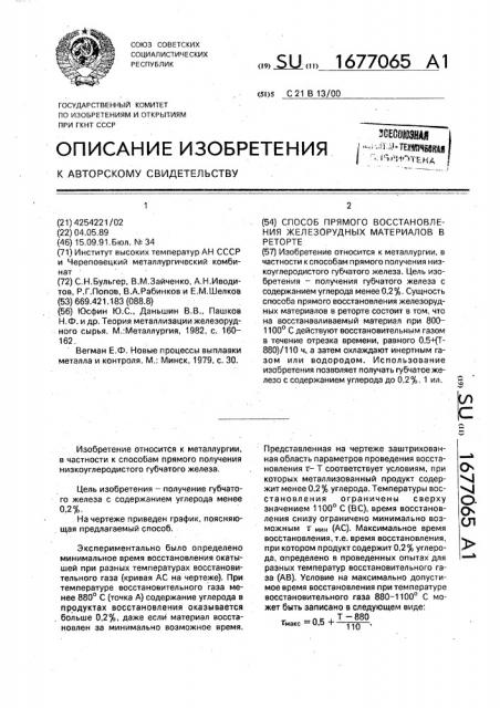 Способ прямого восстановления железорудных материалов в реторте (патент 1677065)