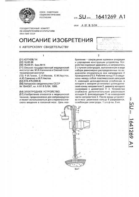 Электродное устройство (патент 1641269)