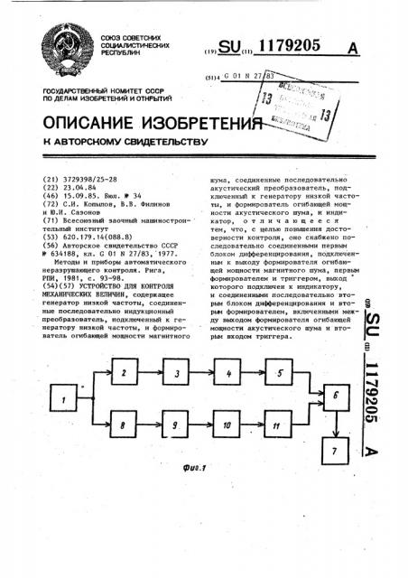 Устройство для контроля механических величин (патент 1179205)