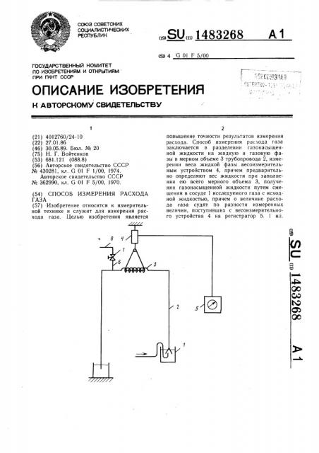 Способ измерения расхода газа (патент 1483268)
