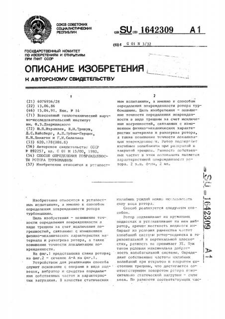 Способ определения поврежденности ротора турбомашины (патент 1642309)