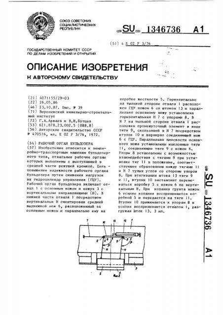 Рабочий орган бульдозера (патент 1346736)