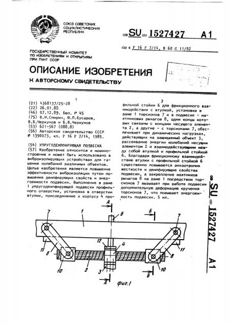 Упругодемпфирующая подвеска (патент 1527427)
