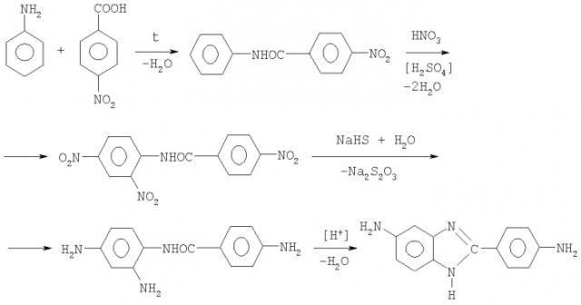 Способ получения 5(6)-амино-2-(4-аминофенил)бензимидазола (патент 2345988)
