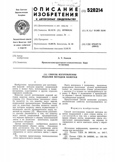 Способ изготовления изделий методом намотки (патент 528214)