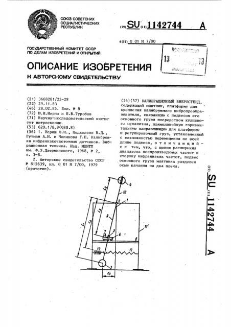 Калибрационный вибростенд (патент 1142744)