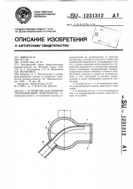 Устройство для ревизии теплообменной поверхности (патент 1231312)