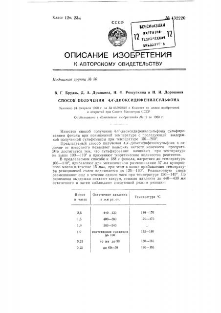 Способ получения 4,4-диоксидифенилсульфона (патент 132220)