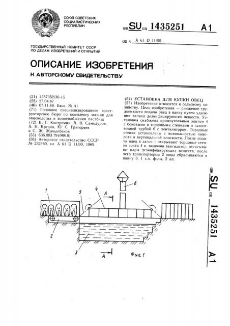 Установка для купки овец (патент 1435251)