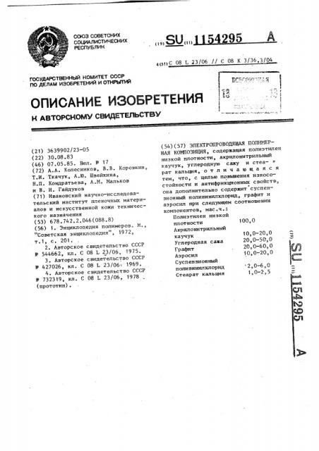 Электропроводящая полимерная композиция (патент 1154295)