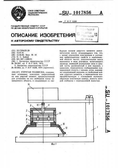 Упругая подвеска (патент 1017856)