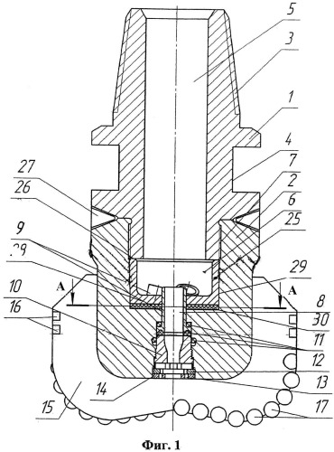 Долото pdc с промывочными узлами (патент 2530960)