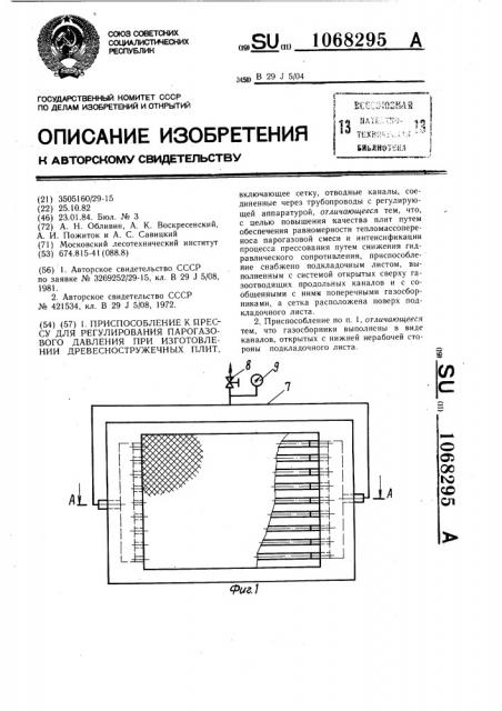 Приспособление к прессу для регулирования парогазового давления при изготовлении древесностружечных плит (патент 1068295)
