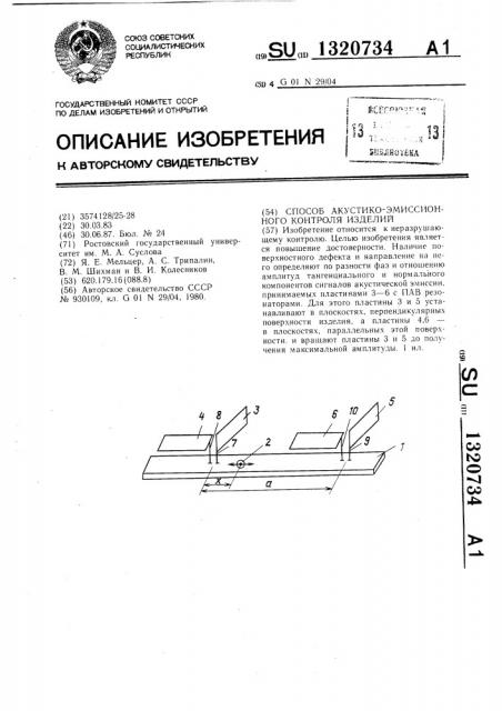 Способ акустико-эмиссионного контроля изделий (патент 1320734)