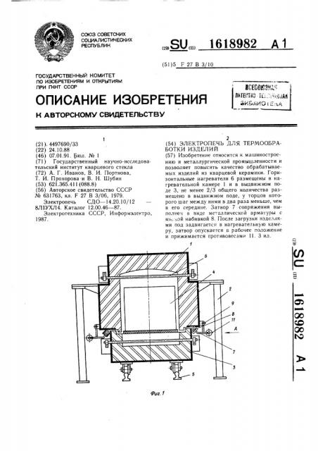 Электропечь для термообработки изделий (патент 1618982)