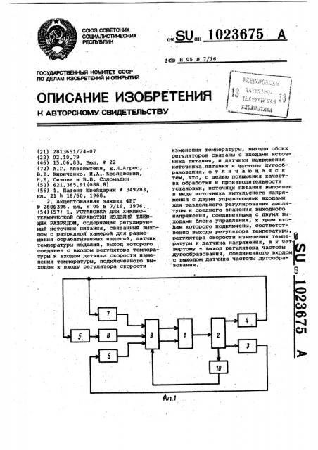 Установка для химико-термической обработки изделий тлеющим разрядом (патент 1023675)