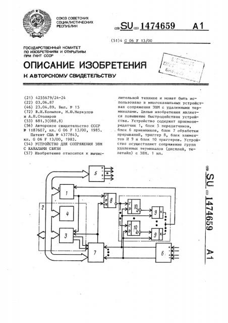 Устройство для сопряжения эвм с каналами связи (патент 1474659)