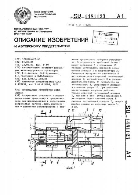 Поглощающее устройство автосцепки (патент 1481123)