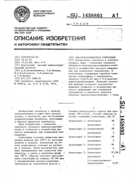 Электроизоляционная композиция (патент 1458893)