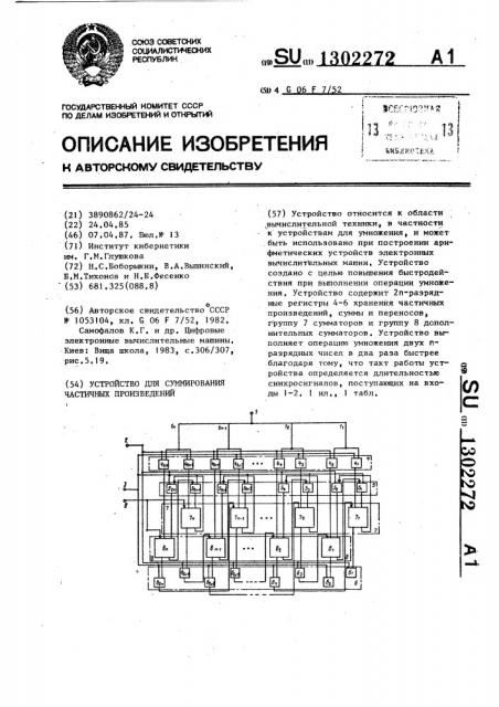 Устройство для суммирования частичных произведений (патент 1302272)