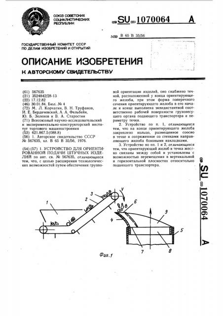 Устройство для ориентированной подачи штучных изделий (патент 1070064)